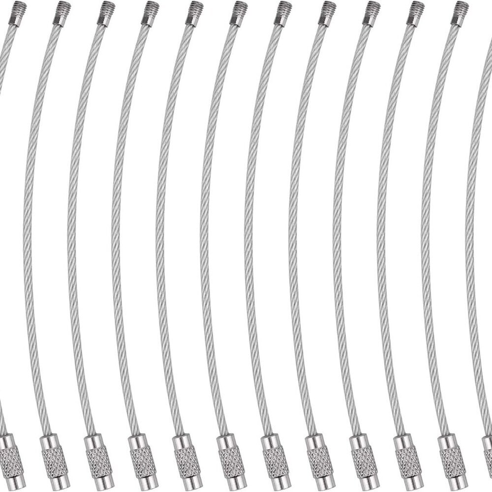 Keychain, 4.3 Inch/6.3 Inch Stainless Steel Wire Rings Cable Keyring Loop for Lu